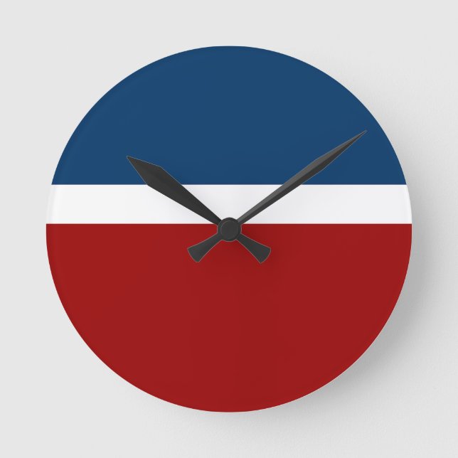 Blue White Red Colour Block Style Design  Round Clock (Front)