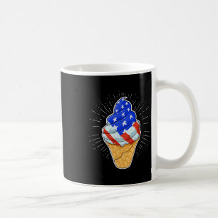 Blue White Red Ice Cream Cone 4th July Independenc Coffee Mug