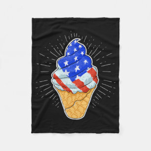 Blue White Red Ice Cream Cone 4th July Independenc Fleece Blanket