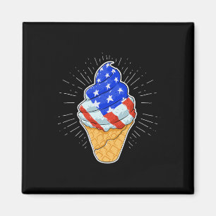 Blue White Red Ice Cream Cone 4th July Independenc Magnet