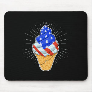 Blue White Red Ice Cream Cone 4th July Independenc Mouse Pad