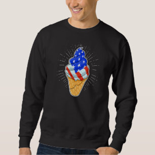 Blue White Red Ice Cream Cone 4th July Independenc Sweatshirt