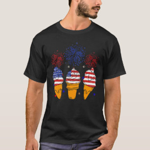 Blue White Red Ice Cream Cone Us Flag Patriotic 4t T-Shirt