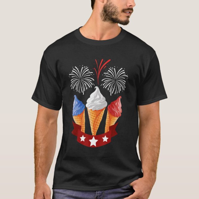 Blue White Red Ice Cream Cone Us Flag Patriotic 4t T-Shirt (Front)
