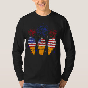 Blue White Red Ice Cream Cone Us Flag Patriotic 4t T-Shirt