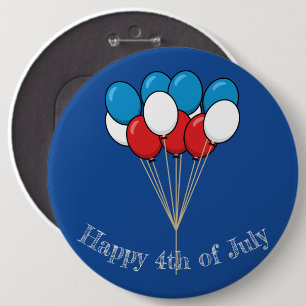 Blue White Red Patriotic Balloons Personalise 6 Cm Round Badge