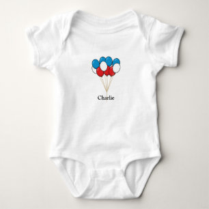 Blue White Red Patriotic Balloons   Personalise Baby Bodysuit