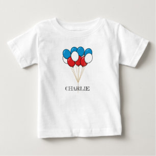 Blue White Red Patriotic Balloons Personalise Baby T-Shirt