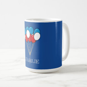 Blue White Red Patriotic Balloons Personalise Coffee Mug