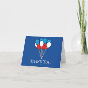 Blue White Red Patriotic Balloons Personalise Thank You Card