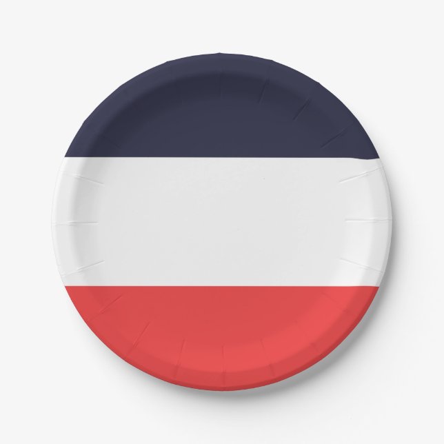 Blue White & Red Stripes Striped Party Paper Plate (Front)