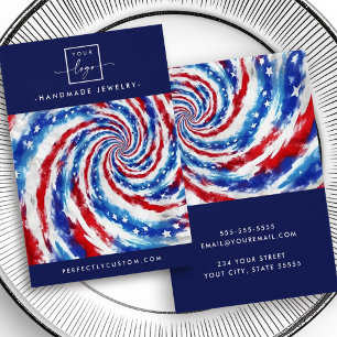 Blue white red tie dye swirl earring display card