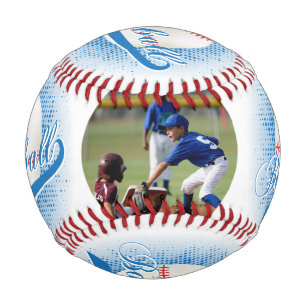 Blue   White Retro Baseball with Photo