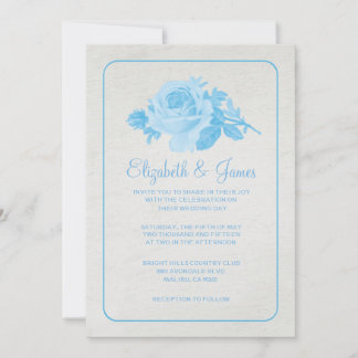 Blue & White Rustic Floral Wedding Invitations