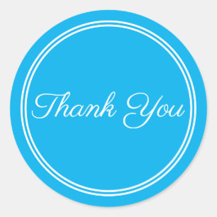 blue White Script Calligraphy Thank You Sticker