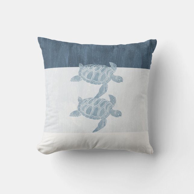 Blue White Sea Turtles Cushion (Front)