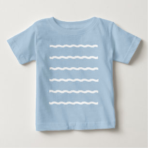 Blue white sea waves stripes nautical pattern baby T-Shirt
