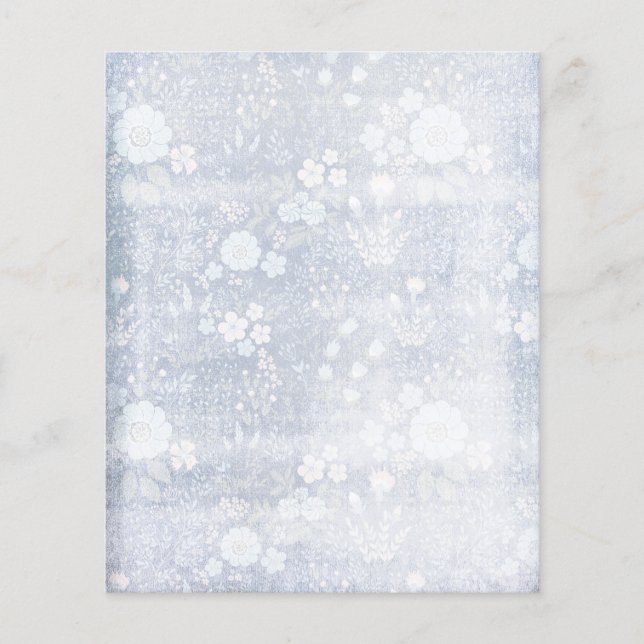 Blue & White Shabby Floral Scrapbook Paper (Front)