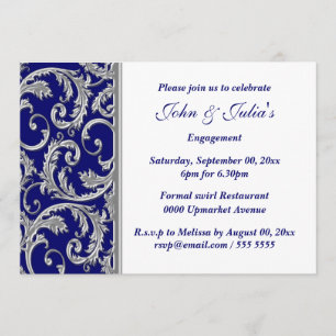 Blue white silver engagement anniversary CUSTOM Invitation