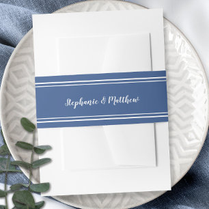 Blue White Simple Chic Elegant Minimalist Wedding Invitation Belly Band