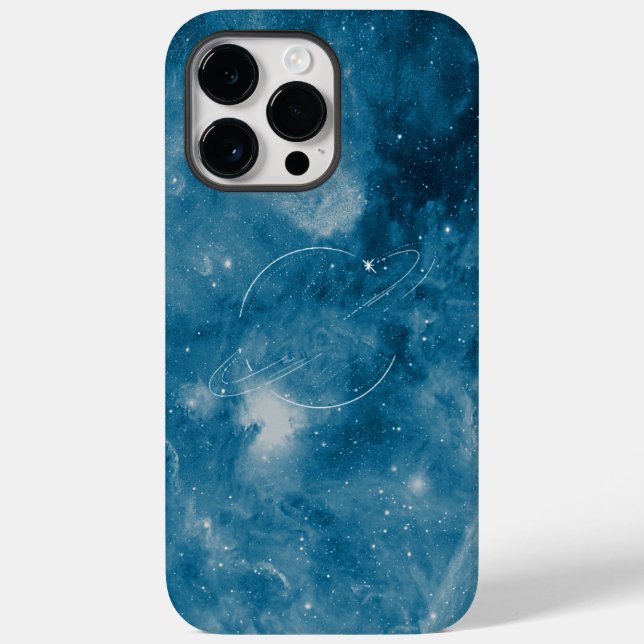 Blue White Simple Space Photo Planet Illustration Case-Mate iPhone Case (Back)