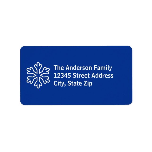 Blue & White Snowflake - Address Label (Front)