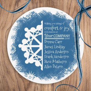 Blue, White Snowflake Company Holiday Greeting Card