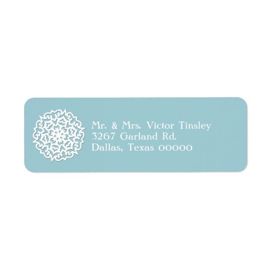 Blue & White Snowflake Custom Return Address Label
