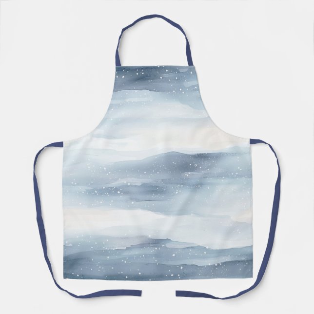 Blue White Snowflakes Apron (Front)