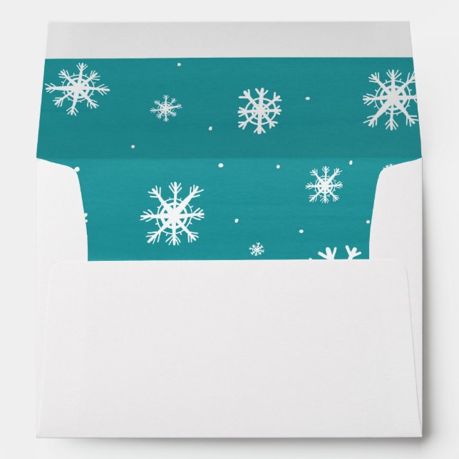 Blue White Snowflakes Christmas Envelope (Back (Bottom))