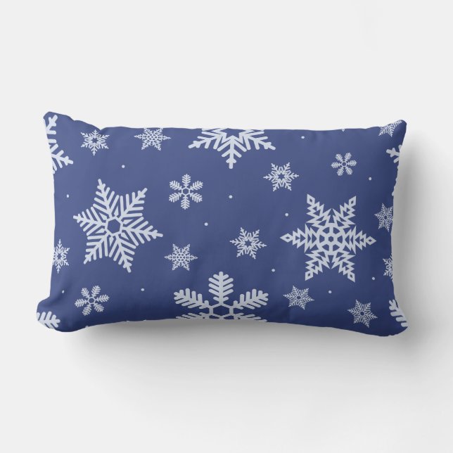 blue white snowflakes christmas lumbar cushion (Front)