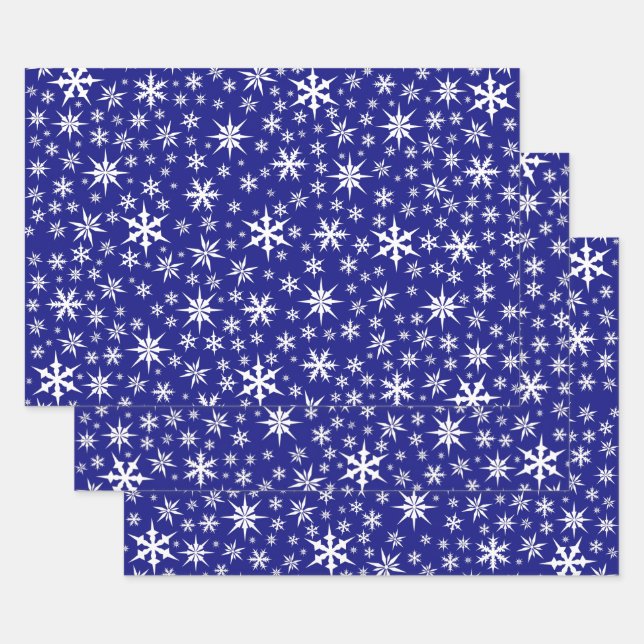 Blue White Snowflakes Design Wrapping Paper Sets (Set)