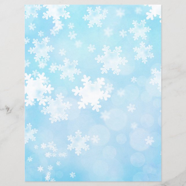 Blue & White Snowflakes Frozen Scrapbook Paper (Front)
