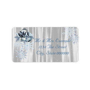 Blue White Snowflakes Label