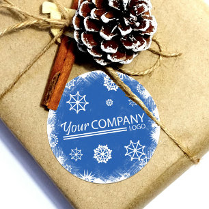 Blue, White Snowflakes Logo Company Sticker
