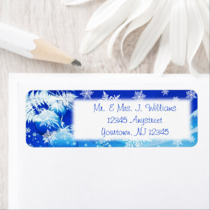 Blue White Snowflakes Return Address Label