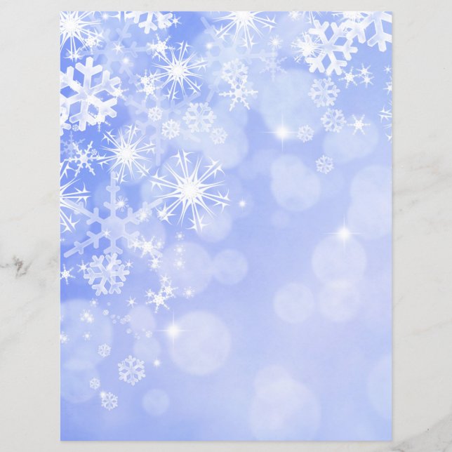 Blue & White Snowflakes Scrapbook Paper (Front)
