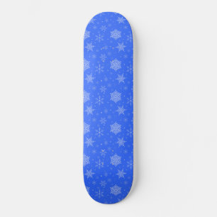 Blue White Snowflakes Winter Season Christmas Skateboard