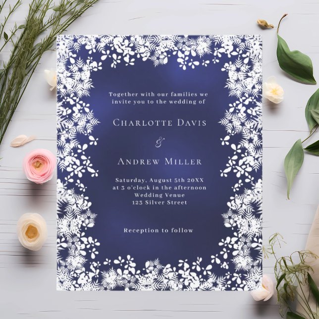 Blue white snowflakes winter wedding invitation (Creator Uploaded)