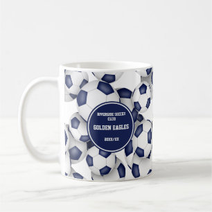 blue white soccer team colours coach name coffee mug