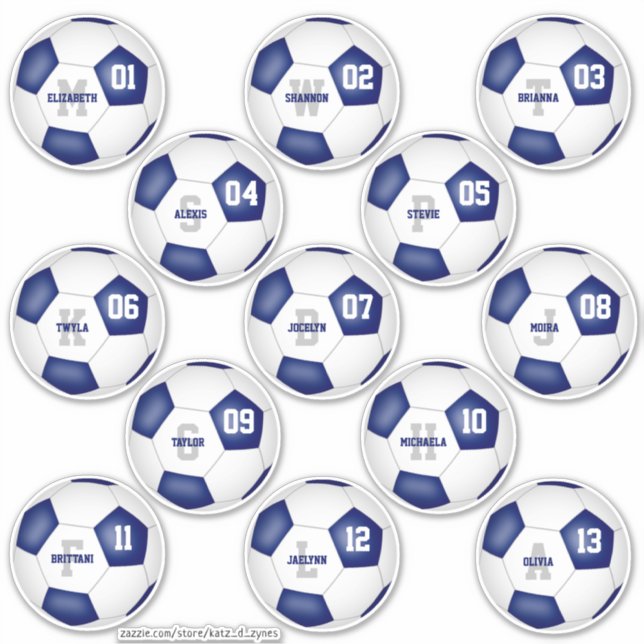 blue white soccer team colours individual players (Front)