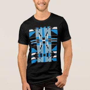 Blue White Southwest Look Ornate Mosaic Abstract Tri-Blend Shirt