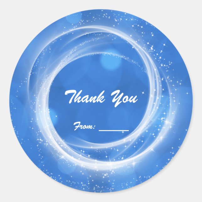 Blue & White Sparkle Cinderella Any Event Party Classic Round Sticker (Front)