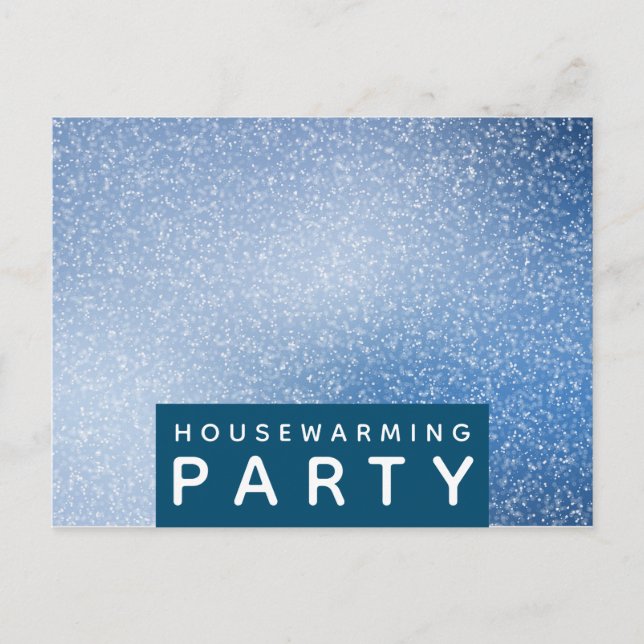 Blue & White Speck, Housewarming Party Invite (Front)