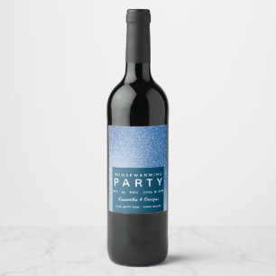 Blue & White Speck, Housewarming Party Wine Label