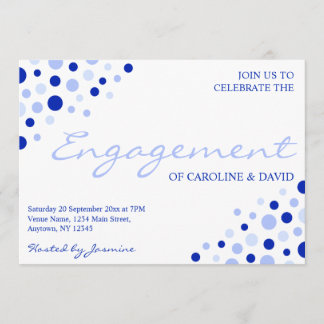 Blue White Spot Pattern Informal Engagement Party Invitation