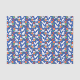 Blue White Spring Bunny Floral Garden Tissue Paper