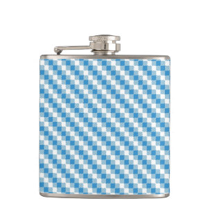 Blue-white squares background hip flask