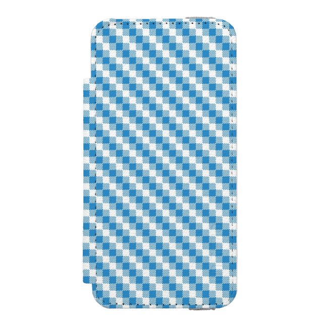 Blue-white squares background incipio iPhone wallet case (Folio Front)