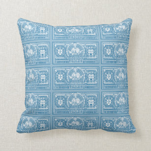 Blue White St. Joseph Elegant Line Art Cushion